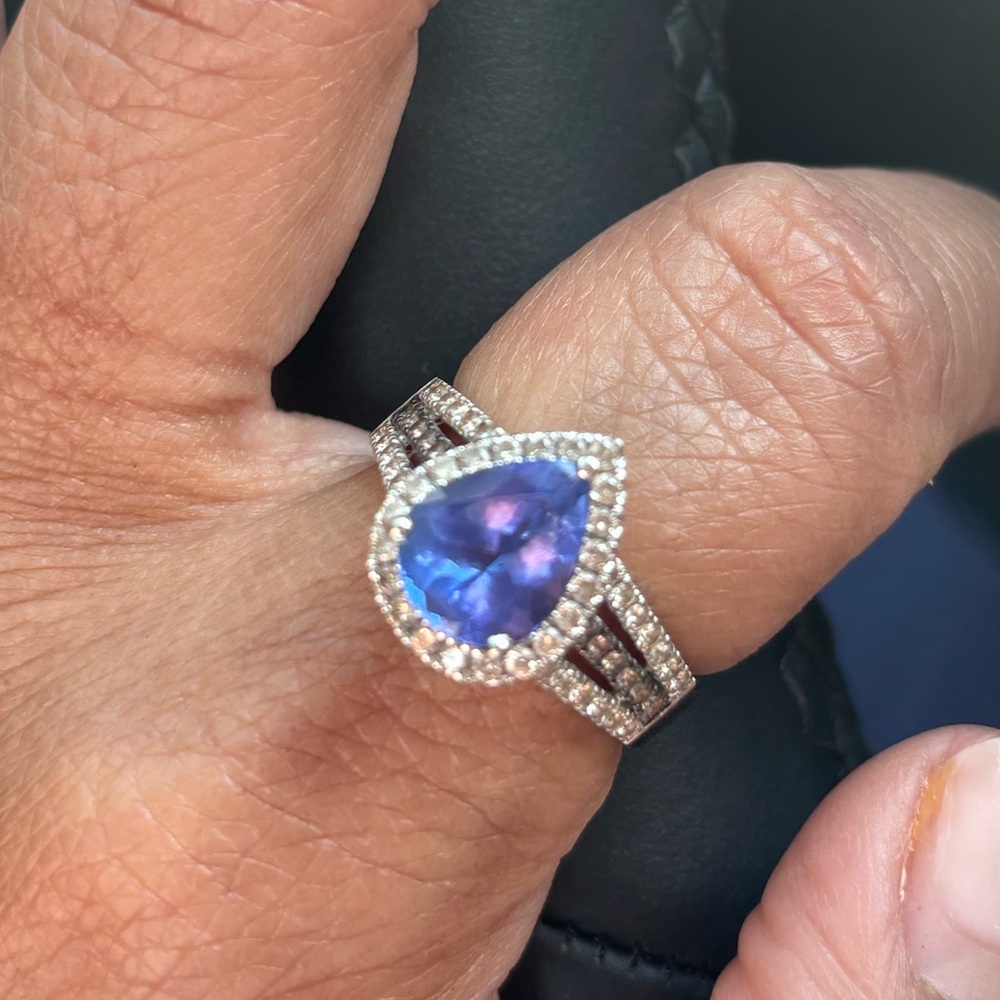 14K White Gold Blueberry Tanzanite Ring - Picture 13 of 16